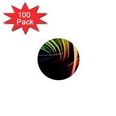 Colorful Abstract Fantasy Modern Green Gold Purple Light Black Line 1  Mini Buttons (100 Pack) 