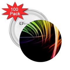 Colorful Abstract Fantasy Modern Green Gold Purple Light Black Line 2 25  Buttons (100 Pack) 