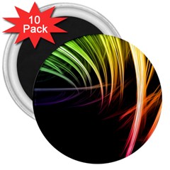 Colorful Abstract Fantasy Modern Green Gold Purple Light Black Line 3  Magnets (10 Pack)  by Mariart