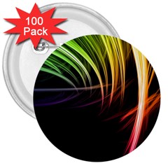 Colorful Abstract Fantasy Modern Green Gold Purple Light Black Line 3  Buttons (100 Pack) 