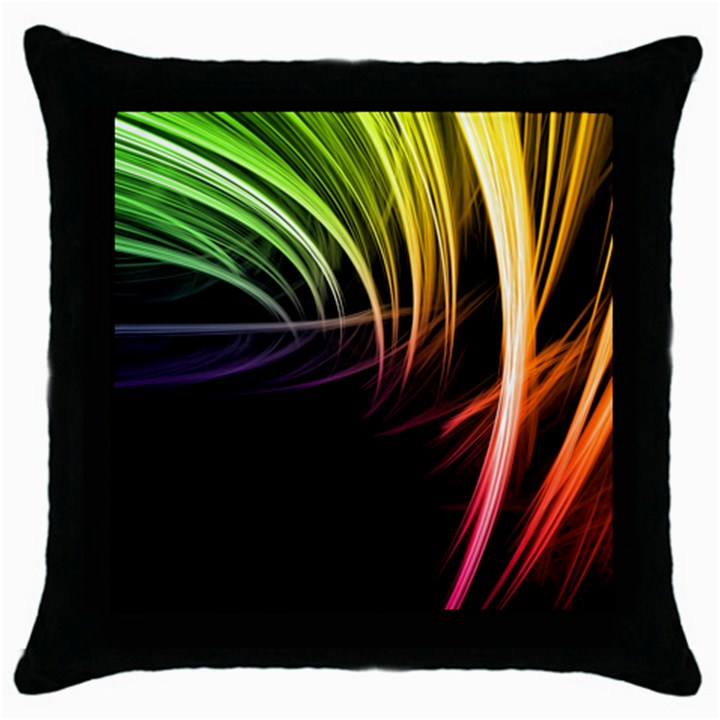 Colorful Abstract Fantasy Modern Green Gold Purple Light Black Line Throw Pillow Case (Black)