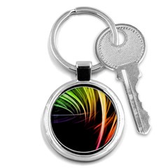 Colorful Abstract Fantasy Modern Green Gold Purple Light Black Line Key Chains (round)  by Mariart