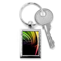 Colorful Abstract Fantasy Modern Green Gold Purple Light Black Line Key Chains (rectangle)  by Mariart