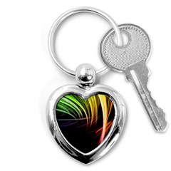 Colorful Abstract Fantasy Modern Green Gold Purple Light Black Line Key Chains (heart)  by Mariart