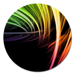 Colorful Abstract Fantasy Modern Green Gold Purple Light Black Line Magnet 5  (round) by Mariart