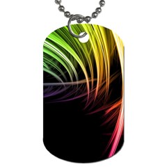 Colorful Abstract Fantasy Modern Green Gold Purple Light Black Line Dog Tag (one Side) by Mariart