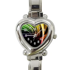 Colorful Abstract Fantasy Modern Green Gold Purple Light Black Line Heart Italian Charm Watch by Mariart