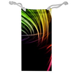 Colorful Abstract Fantasy Modern Green Gold Purple Light Black Line Jewelry Bag by Mariart