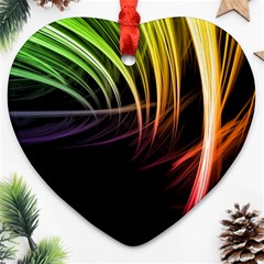 Colorful Abstract Fantasy Modern Green Gold Purple Light Black Line Heart Ornament (two Sides) by Mariart