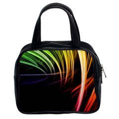 Colorful Abstract Fantasy Modern Green Gold Purple Light Black Line Classic Handbags (2 Sides) by Mariart