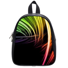 Colorful Abstract Fantasy Modern Green Gold Purple Light Black Line School Bags (small) 