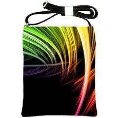 Colorful Abstract Fantasy Modern Green Gold Purple Light Black Line Shoulder Sling Bags