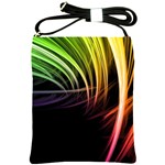 Colorful Abstract Fantasy Modern Green Gold Purple Light Black Line Shoulder Sling Bags Front