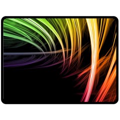 Colorful Abstract Fantasy Modern Green Gold Purple Light Black Line Fleece Blanket (large) 