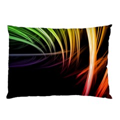 Colorful Abstract Fantasy Modern Green Gold Purple Light Black Line Pillow Case (two Sides) by Mariart