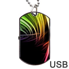 Colorful Abstract Fantasy Modern Green Gold Purple Light Black Line Dog Tag Usb Flash (one Side) by Mariart