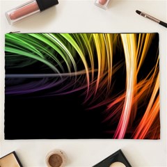 Colorful Abstract Fantasy Modern Green Gold Purple Light Black Line Cosmetic Bag (xxl) 