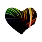 Colorful Abstract Fantasy Modern Green Gold Purple Light Black Line Standard 16  Premium Flano Heart Shape Cushions Front