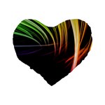 Colorful Abstract Fantasy Modern Green Gold Purple Light Black Line Standard 16  Premium Flano Heart Shape Cushions Back