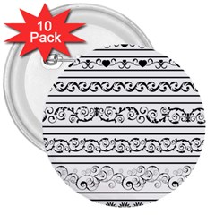 Black White Decorative Ornaments 3  Buttons (10 Pack)  by Mariart