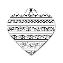 Black White Decorative Ornaments Dog Tag Heart (one Side) by Mariart