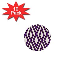 Diamond Key Stripe Purple Chevron 1  Mini Buttons (10 Pack)  by Mariart