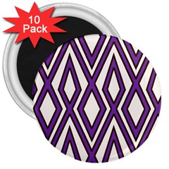 Diamond Key Stripe Purple Chevron 3  Magnets (10 Pack)  by Mariart