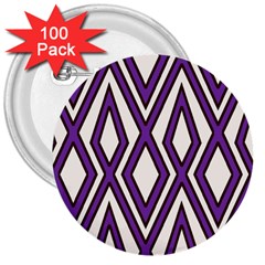 Diamond Key Stripe Purple Chevron 3  Buttons (100 Pack)  by Mariart