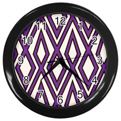 Diamond Key Stripe Purple Chevron Wall Clocks (black) by Mariart