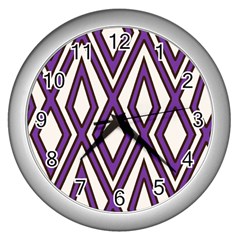 Diamond Key Stripe Purple Chevron Wall Clocks (silver)  by Mariart