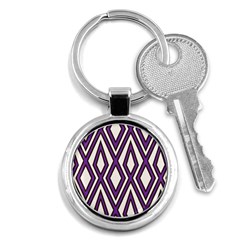 Diamond Key Stripe Purple Chevron Key Chains (round)  by Mariart