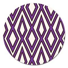 Diamond Key Stripe Purple Chevron Magnet 5  (round) by Mariart