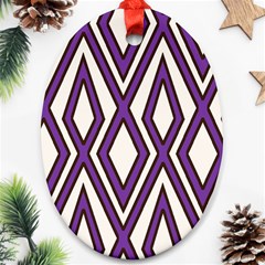 Diamond Key Stripe Purple Chevron Oval Ornament (two Sides) by Mariart