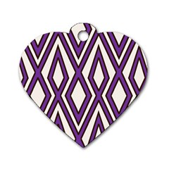 Diamond Key Stripe Purple Chevron Dog Tag Heart (two Sides) by Mariart