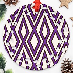 Diamond Key Stripe Purple Chevron Ornament (round Filigree) by Mariart