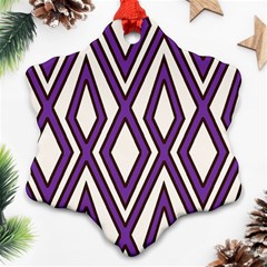 Diamond Key Stripe Purple Chevron Snowflake Ornament (two Sides) by Mariart