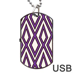 Diamond Key Stripe Purple Chevron Dog Tag Usb Flash (two Sides) by Mariart