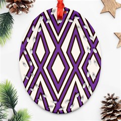 Diamond Key Stripe Purple Chevron Oval Filigree Ornament (two Sides) by Mariart