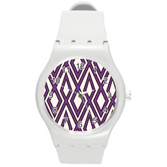 Diamond Key Stripe Purple Chevron Round Plastic Sport Watch (m) by Mariart