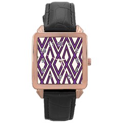 Diamond Key Stripe Purple Chevron Rose Gold Leather Watch  by Mariart