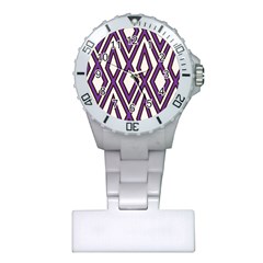 Diamond Key Stripe Purple Chevron Plastic Nurses Watch