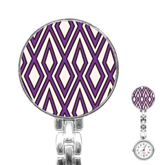 Diamond Key Stripe Purple Chevron Stainless Steel Nurses Watch by Mariart