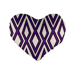 Diamond Key Stripe Purple Chevron Standard 16  Premium Flano Heart Shape Cushions by Mariart