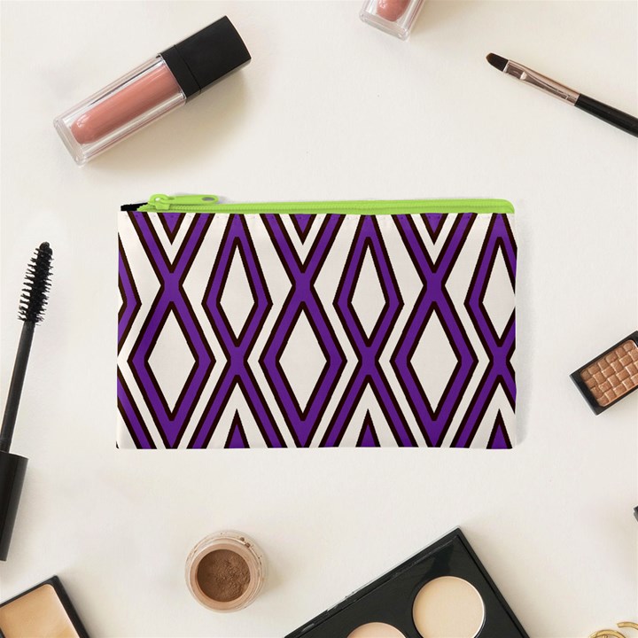 Diamond Key Stripe Purple Chevron Cosmetic Bag (XS)