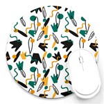 Flowers Duck Legs Line Round Mousepads Front