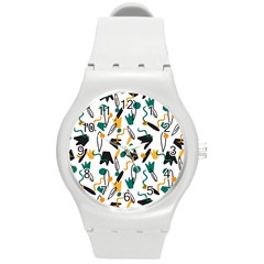 Flowers Duck Legs Line Round Plastic Sport Watch (m) by Mariart