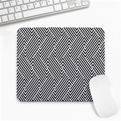 Escher Striped Black And White Plain Vinyl Large Mousepads