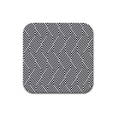 Escher Striped Black And White Plain Vinyl Rubber Coaster (square) 