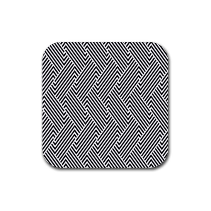 Escher Striped Black And White Plain Vinyl Rubber Coaster (Square) 