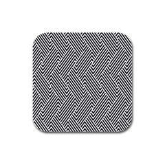 Escher Striped Black And White Plain Vinyl Rubber Square Coaster (4 Pack) 